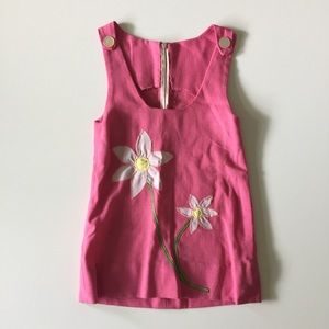 Vintage 60s/70s Pink Floral Appliqué Tank Top XS